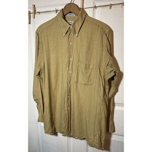 IZOD Shirt Men’s Medium Button Down Long Sleeve Haze Yellow Worn Cuff READ
